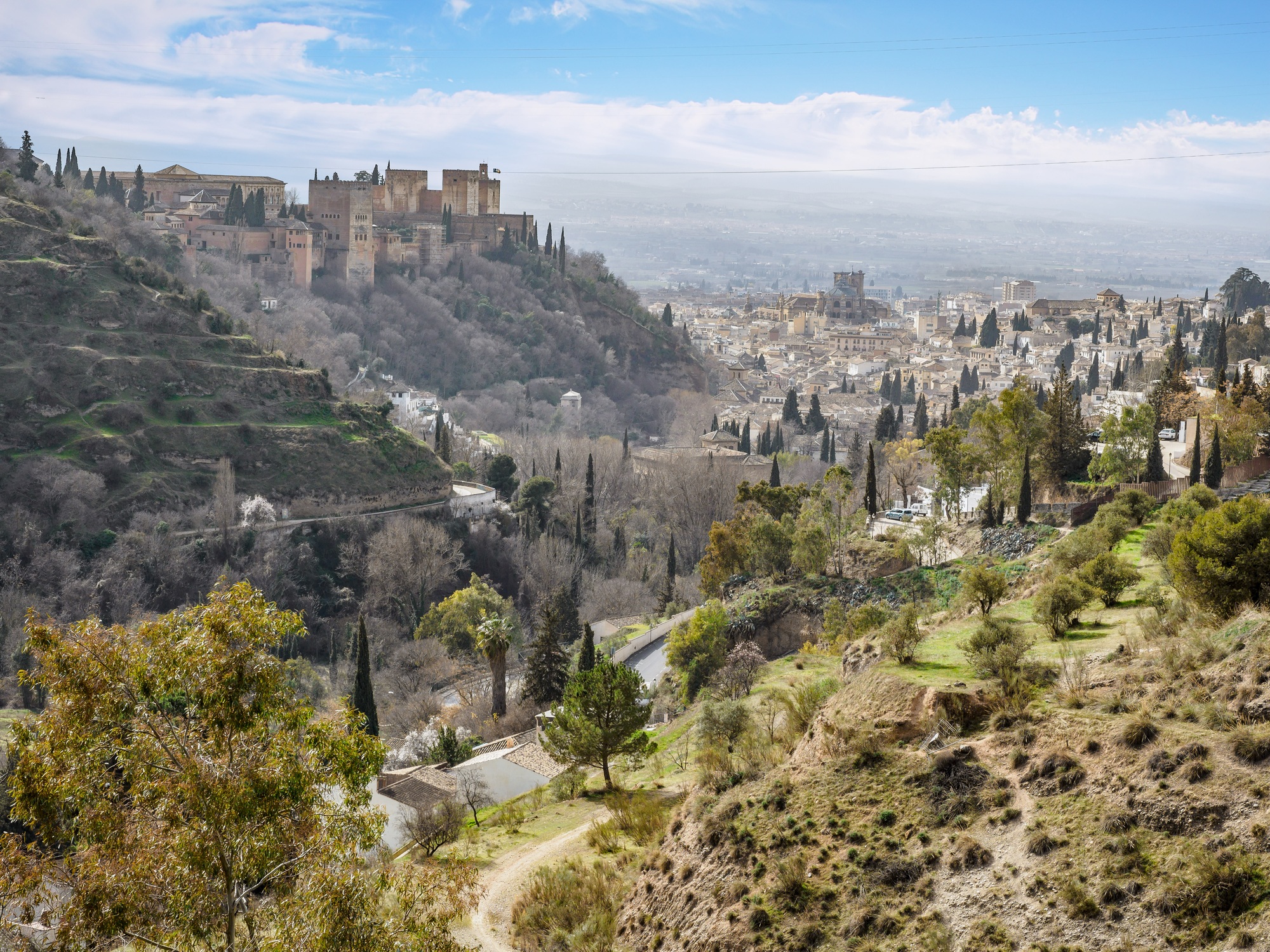 View of Granada city from Sacromonte Abbey, Spain