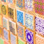 Traditional souvenir in Granada, Spain. Alhambra decoration and mosaic. Old muslim style